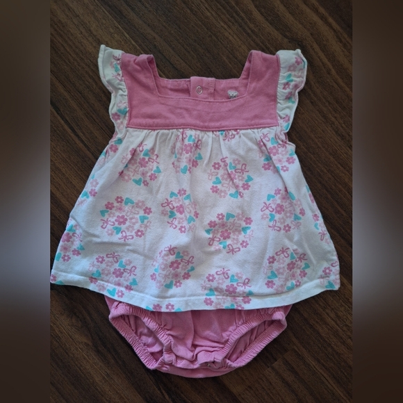 Koala Baby Kids Pink and White Floral Short Sleeve Romper With Snaps 9M - Picture 1 of 2